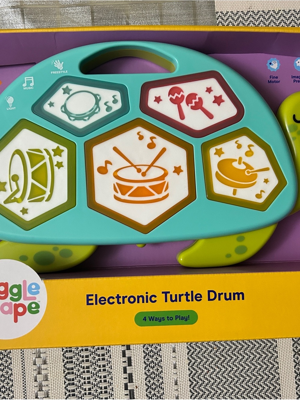 Giggle Escape Electronic Turtle Drum - Teal Multi-Color Kids Music Toy